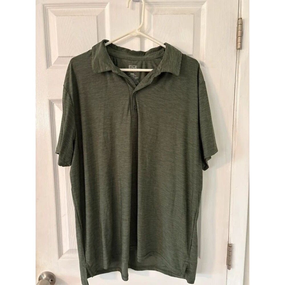Olive Green Striped Polo Shirt Men’s XXL